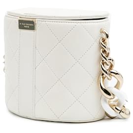 Chanel-Chanel White CC Lambskin Elegant Chain Vanity Case-White,Cream