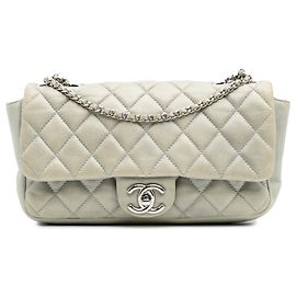 Chanel Gray Medium Quilted Lambskin Coco Rain Flap Brown