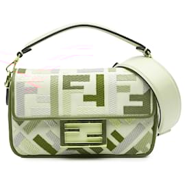 Fendi-Fendi Mini Zucca Brodé Baguette Sac à Main Rose-Rose