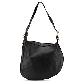Bolsa de ombro de couro preto Fendi Oyster Preto
