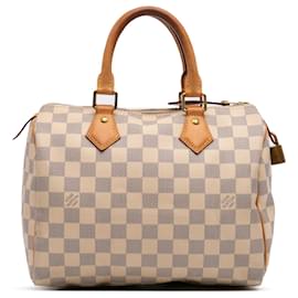 Louis Vuitton-Louis Vuitton White Damier Azur Speedy 25-White,Blue