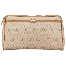 Dior-Dior Brown Honeycomb Coated Canvas Clutch-Brown,Beige