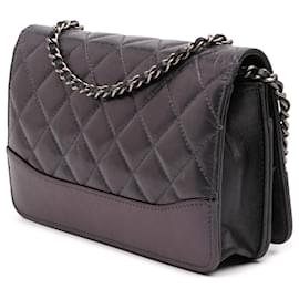 Chanel-Chanel Black Quilted Aged Calfskin Gabrielle Wallet On Chain-Black