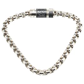 Louis Vuitton-Louis Vuitton Silver Monogram Eclipse Chain Bracelet-Silvery