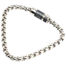 Louis Vuitton-Louis Vuitton Silver Monogram Eclipse Chain Bracelet-Silvery