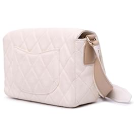 Chanel-Chanel Brown Medium CC Quilted Caviar Buckle Strap Messenger Bag-Brown,Beige