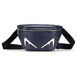 Fendi-Fendi Blue Vitello Grace Monster Eyes Belt Bag-Blue,Navy blue