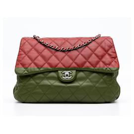 Chanel-Chanel Red Maxi Lambskin 3 Accordion Flap-Red
