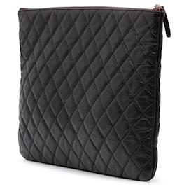 Chanel-Chanel Black Large Quilted Caviar O Case Clutch-Black