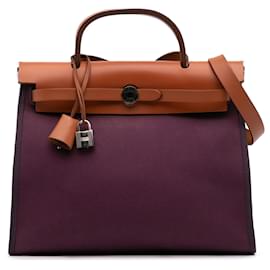 Hermès-Hermès Purple Toile Herbag Zip 31-Autre,Violet
