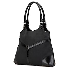 Gucci-Gucci Black Canvas Reins Shoulder Bag-Black