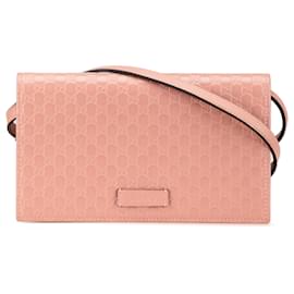 Gucci-Gucci Pink Microguccissima Wallet on Strap-Pink