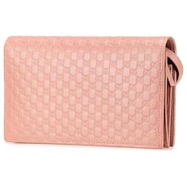 Gucci-Gucci Pink Microguccissima Wallet on Strap-Pink