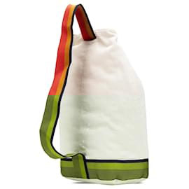 Hermès-Sac à bandoulière Hermès en toile blanche Chevron Cavalier-Autre