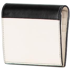 Prada-Prada White Bicolor Leather Bifold Compact Wallet-Black,White