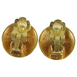 Chanel-Chanel Gold Gold Plated CC Crown Clip On Earrings-Golden