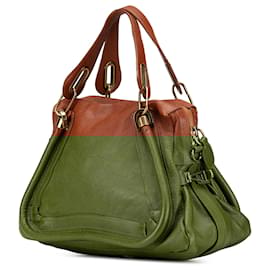 Chloé-Chloé Brown Medium Leather Paraty Satchel-Brown