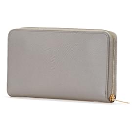 Céline-Celine Gray Leather Zip Around Wallet-Brown