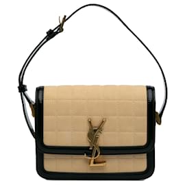 Saint Laurent-Saint Laurent Brown Small Quilted Suede Solferino Satchel In Box-Brown,Beige