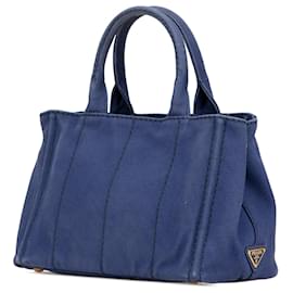 Prada-Prada Blue Small Canvas Canapa Logo Satchel-Blue