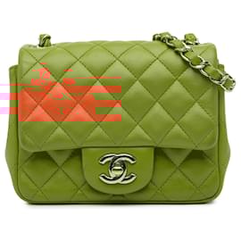 Chanel-Chanel Orange Mini Square Classic Lambskin Single Flap-Orange