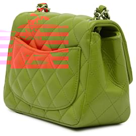 Chanel-Chanel Orange Mini Square Classic Lambskin Single Flap-Orange