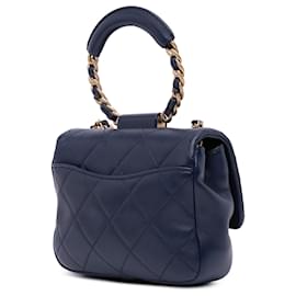 Chanel-Chanel Blue Mini Lambskin In The Loop Flap-Blue,Dark blue