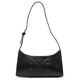 Céline-Celine Black Smooth Calfskin Cuir Triomphe Shoulder Bag-Black