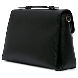 Gucci-Gucci Black Medium Dollar Calf Interlocking G Satchel-Black