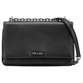 Prada-Prada Black Soft Calf Chain Crossbody-Black