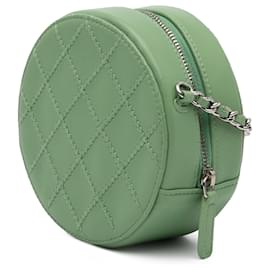 Chanel-Chanel Green Quilted Lambskin Ultimate Stitch Round Clutch With Chain-Green,Light green