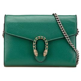 Gucci-Gucci Green Mini Leather Dionysus Wallet on Chain-Green