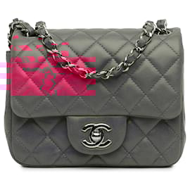 Chanel-Chanel Pink Mini Square Classic Lambskin Single Flap-Pink,Other