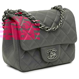 Chanel-Chanel Pink Mini Square Classic Lambskin Single Flap-Pink,Other