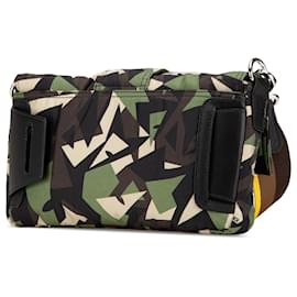 Fendi-Fendi Green Nylon Camouflage Convertible Baguette Satchel-Green
