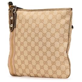 Gucci-Gucci Brown GG Canvas Jolicoeur Crossbody-Brown,Beige