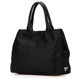 Prada-Prada Black Tessuto Canapa Logo Bow Satchel-Black
