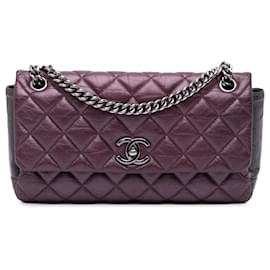 Chanel-Chanel Purple Aged Calfskin Lady Pearly Flap-Other,Purple