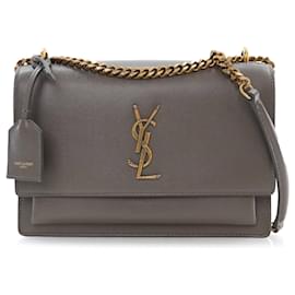 Saint Laurent-Saint Laurent Brown Medium Smooth Calfskin Sunset Bag-Brown,Taupe