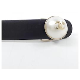 Chanel-Ceinture en cuir de veau Chanel-Noir,Blanc
