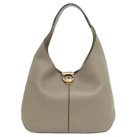 Salvatore Ferragamo-Salvatore Ferragamo Khaki Leather Shoulder Bag-Khaki