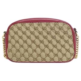 Gucci-Gucci GG Marmont 447632 HVKEG Shoulder Bag-Red,Beige