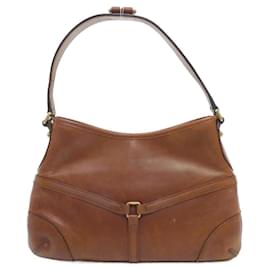 Gucci-Gucci 114877 Brown Leather Shoulder Bag-Brown