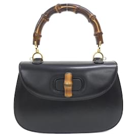 Gucci-Gucci Black Leather Handbag-Black