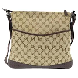 Gucci-Gucci 145857 FW99R Shoulder Bag-Beige,Dark brown