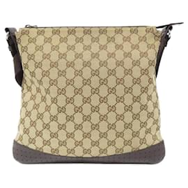 Gucci-Gucci 145857 FW99R Shoulder Bag-Beige,Dark brown