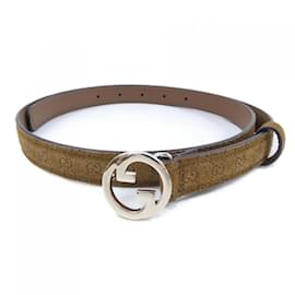 Gucci-Gucci Brown Suede Leather Belt-Brown
