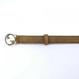 Gucci-Gucci Brown Suede Leather Belt-Brown