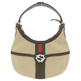 Gucci-Gucci 114869 Shoulder Bag-Beige,Dark brown