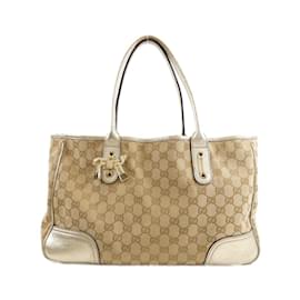 Gucci-Gucci GG Canvas Handbag-Beige,Golden